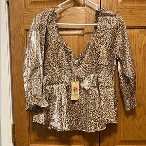 Entro Brown Leopard Print Blouse